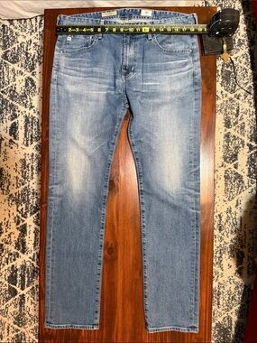 Ag Adriano Goldschmied “The Matchbox” Medium Light Blue Slim Straight Jeans
